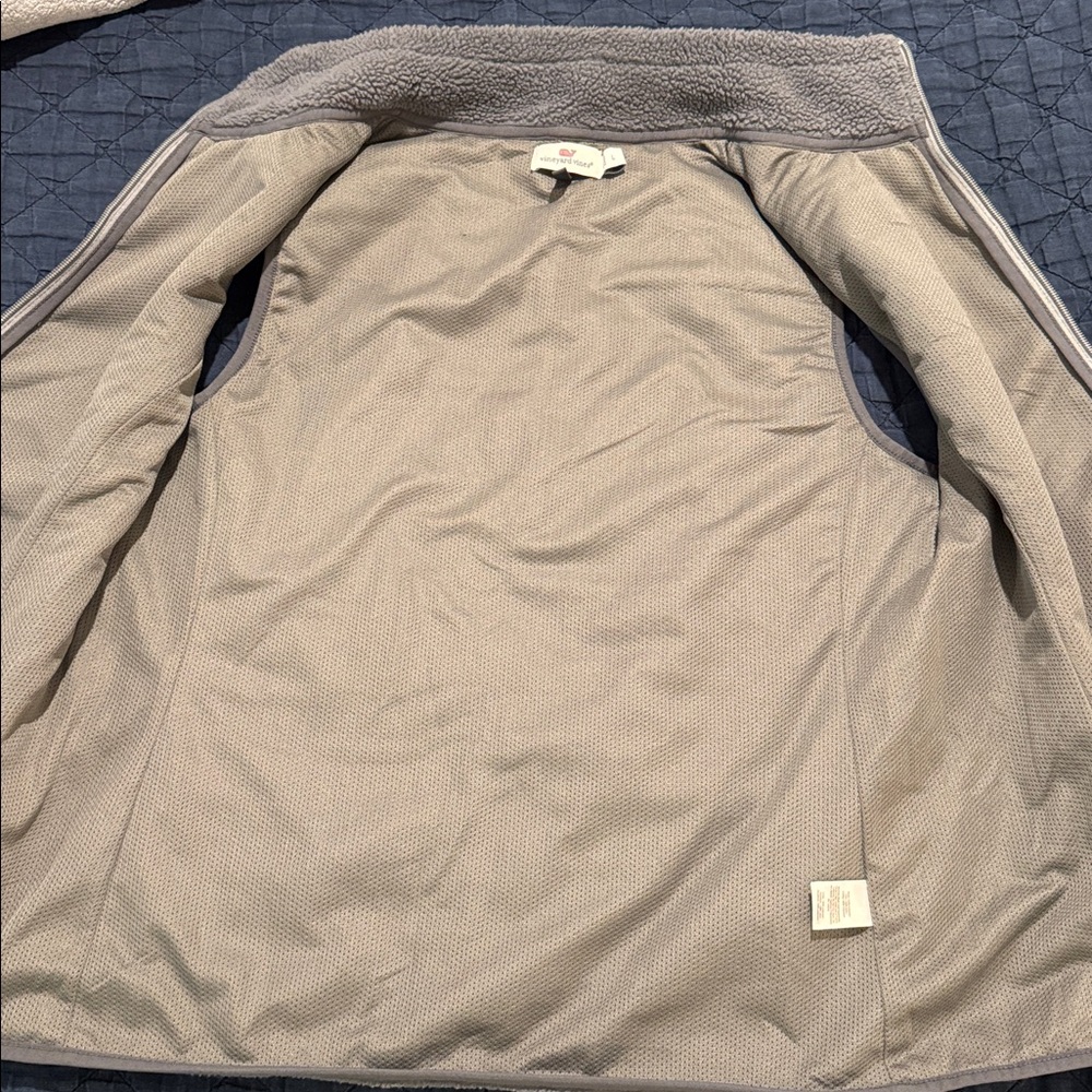 VV Gray Sherpa Fleece Vest with Quilted Sides